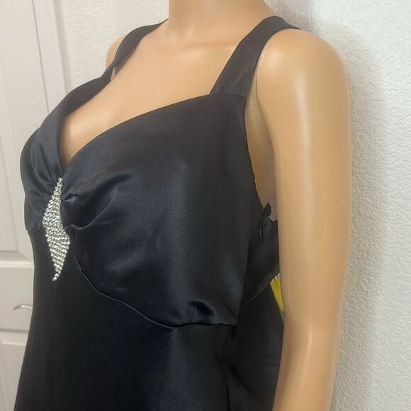 Betsy & Adam Black Dress Rhinestone Sleeveless Backless Side Zip - Picture 4 of 11